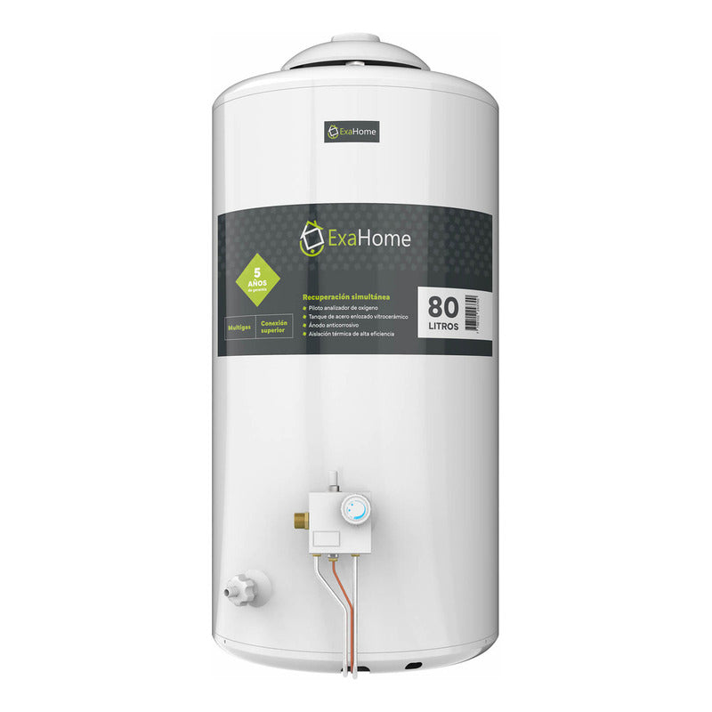 Termotanque Multigas Exahome Ttq 80 Blanco 80l Bajo Consumo Blanco
