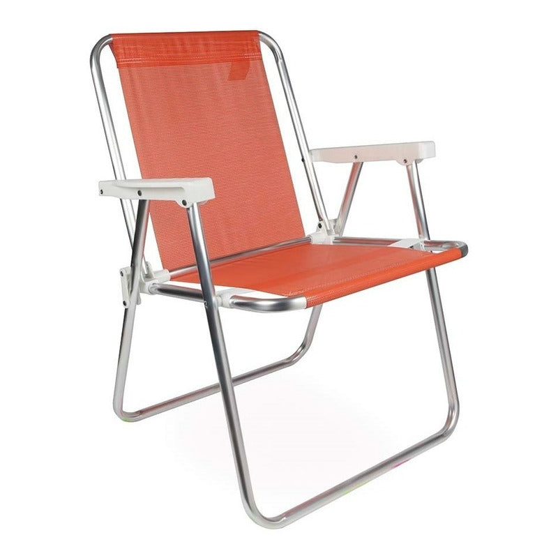 Reposera Silla Alta Exahome Aluminio Playa Camping Plegable Blanco Ultra Liviana