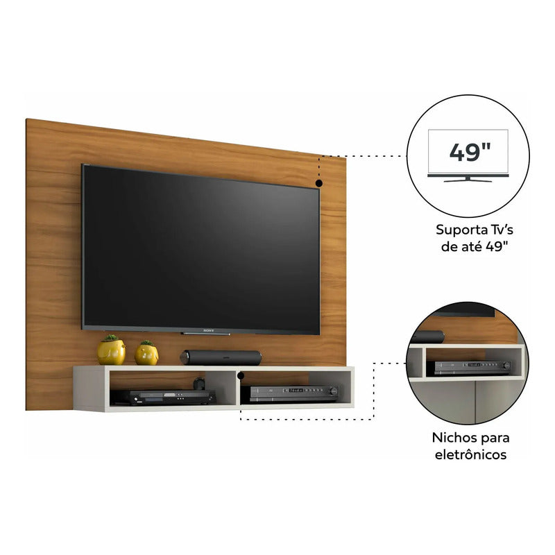 Rack Plus Exahome Mueble Para Tv Moderno Y Funcional Pared Roble