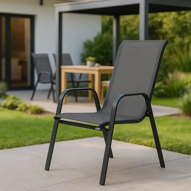 Silla Jardín Patio Interior Exterior Reposera Sling Apilable Color Gris