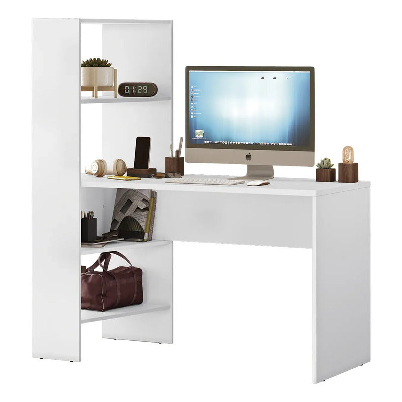 Escritorio Exahome Mesa De Pc Con Biblioteca Mesa De Trabajo Blanco