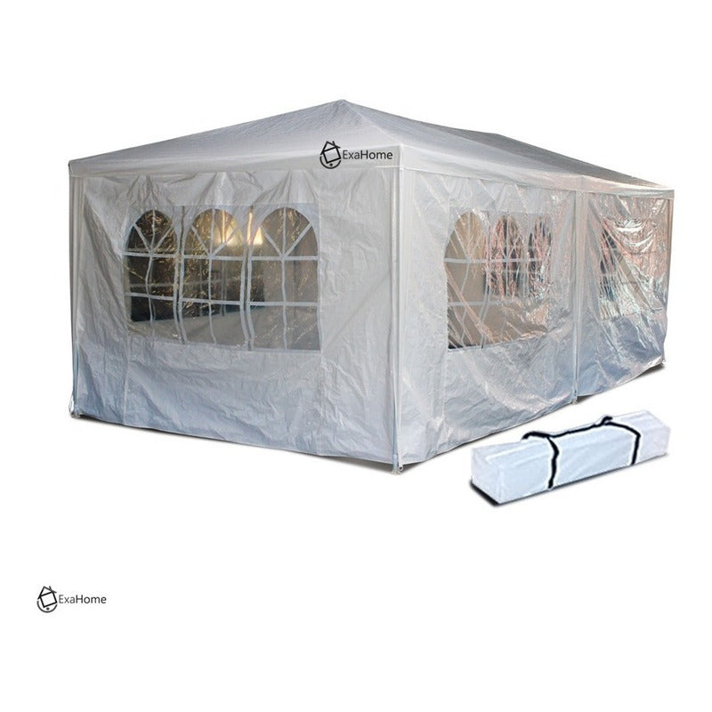 Gazebo Exahome 6x3 Pared Ventana + Puerta Impermeable Evento Blanco