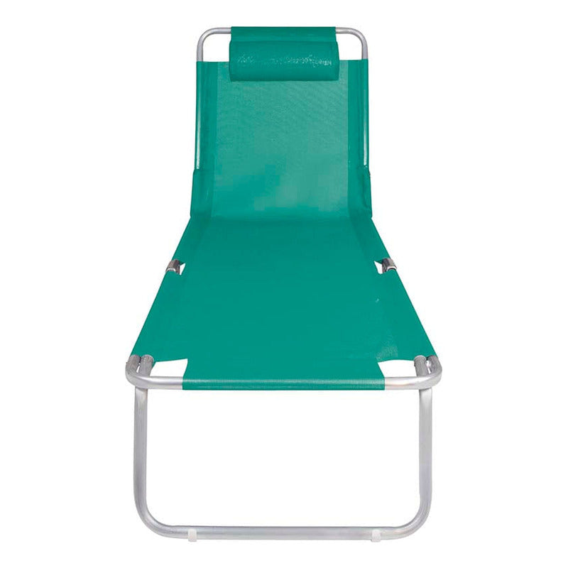 Reposera Cama Exahome 4 Posiciones Reclinable Aluminio Anis