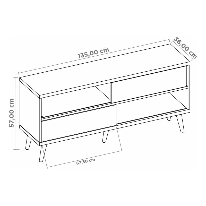 Rack Tv 2 En 1 Premium Exahome Nordico 50 Pulgadas 2 Puertas Negro