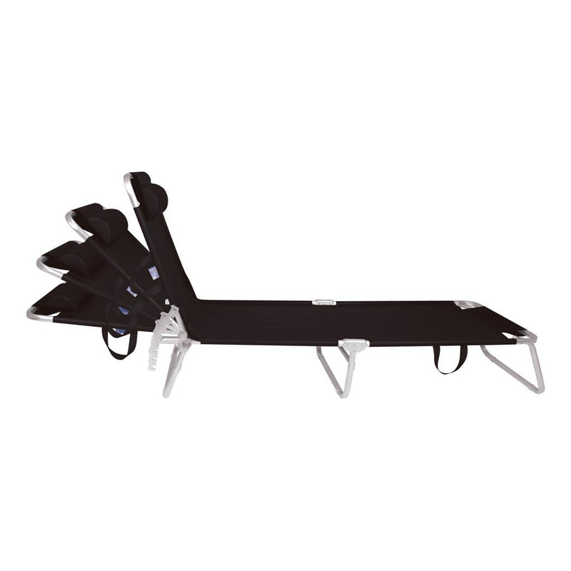Reposera Cama Exahome 4 Posiciones Reclinable Aluminio Color Negro