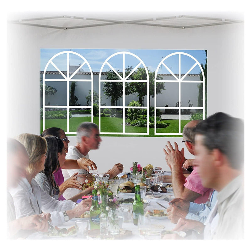 Pared Cobertor P/ Gazebo De 4x3 C/ Ventana Patio Cerramiento Blanco