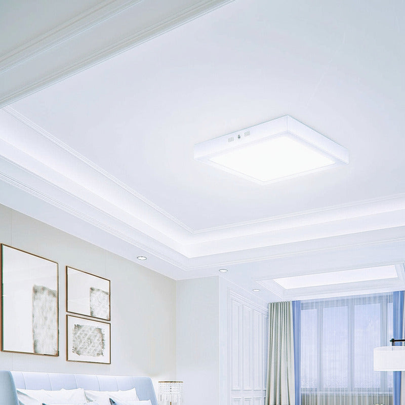 Plafon Cuadrado Con Base 18w Led Luz Calida Pack 4 Unidades Blanco Frío