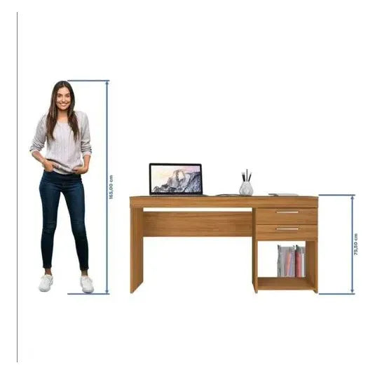 Escritorio Exahome Mesa De Pc Con Corredera Metálica Premium Roble