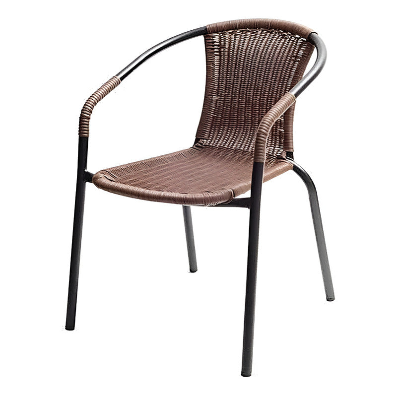 4 Sillas Rattan Apilable Hogar Jardin Bar Comercio Ratan Color Tabaco