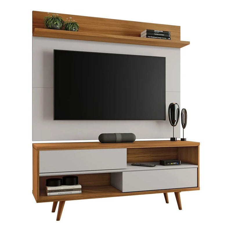 Rack Tv 2 En 1 Premium Exahome Nordico 50 Pulgadas 2 Puertas Blanco