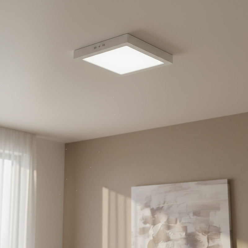 Plafon Con Base Cuadrado 12w Led Luz Calida Pack 5u Blanco Cálido