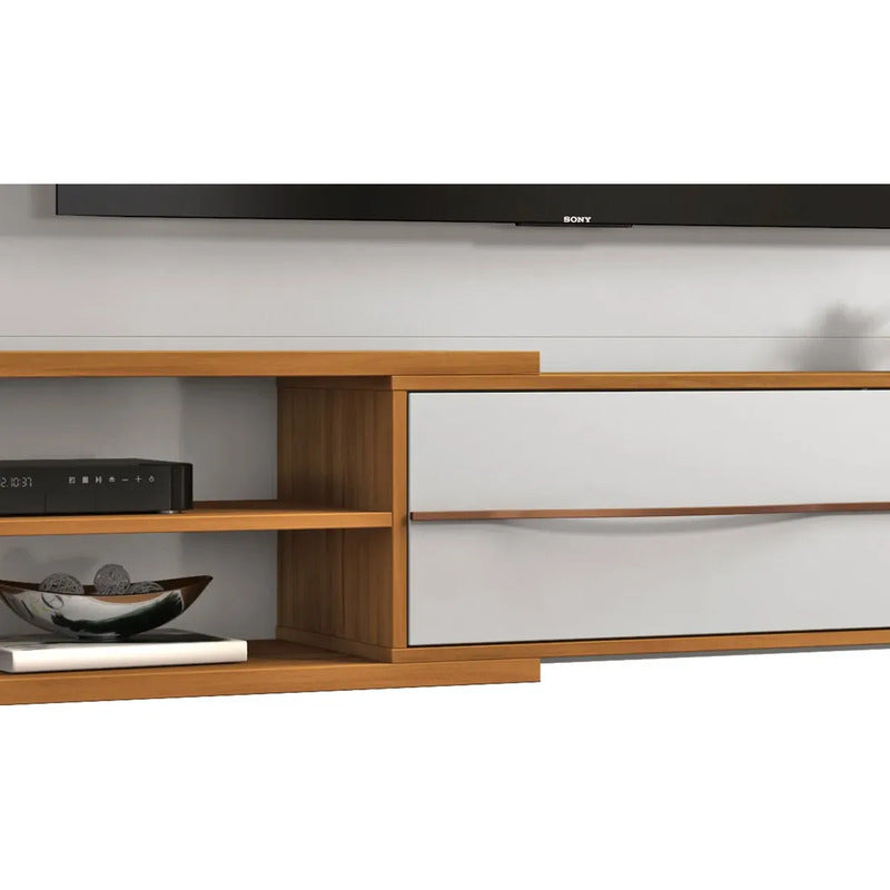 Rack Panel Exahome Mueble Para Tv Moderno Con Led Y Cajones Blanco