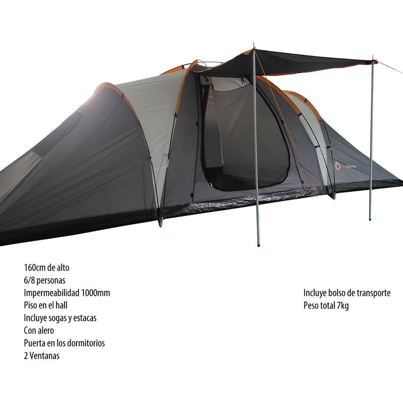 Carpa 8 P Exahome Impermeable + 2 Colchon 2p + Inflador