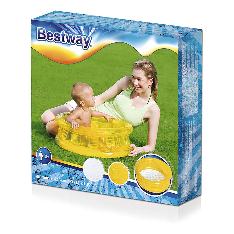 Pileta Inflable Redonda Bestway Kiddie Pool 51112 De 64cm X 25cm 26l Amarilla Amarillo
