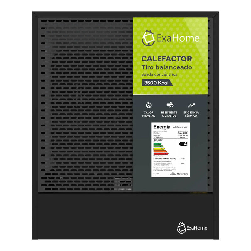 Calefactor A Gas Exahome Tb 3500 Kcal Multigas Encendido Gris Oscuro
