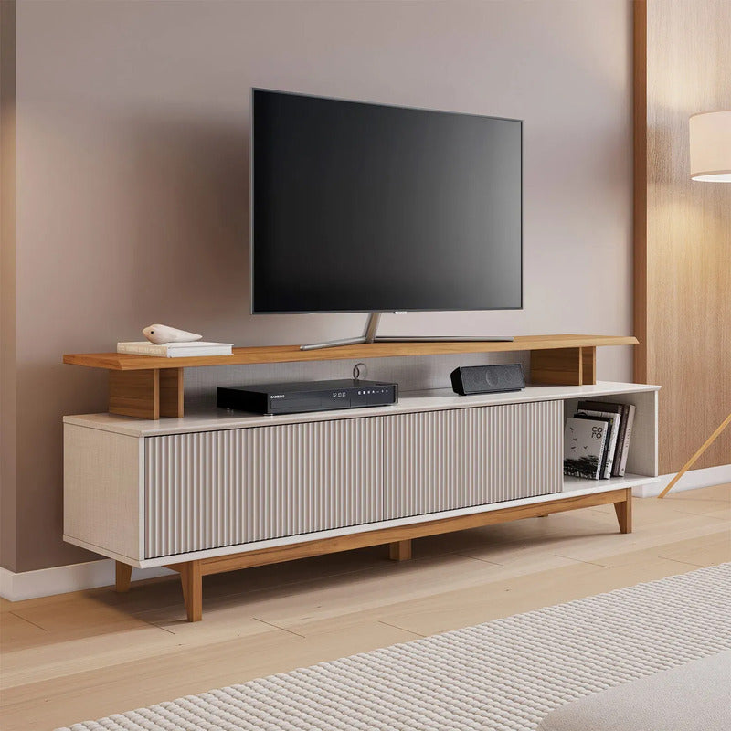 Rack Tv Premium Panel Exahome Exclusivo Mueble Televisión Blanco