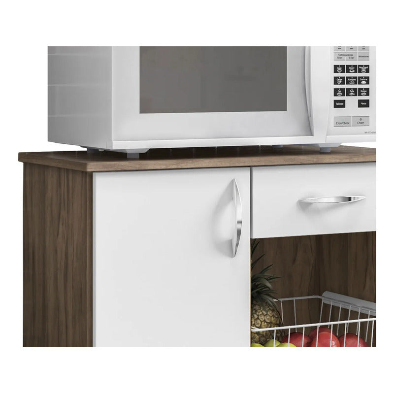 Mueble Frutero Organizador Cocina Porta Microondas Exahome Nogal