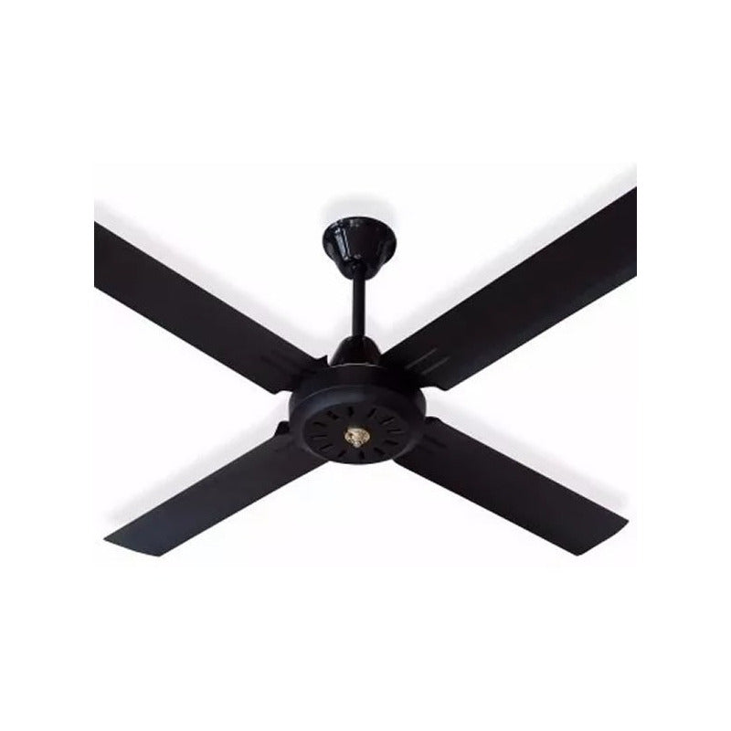 Ventilador De Techo Exahome 600 Con 4 Palas De Metal Color Negro Estructura Color Negro, 1.2m De Diámetro 1.2 M