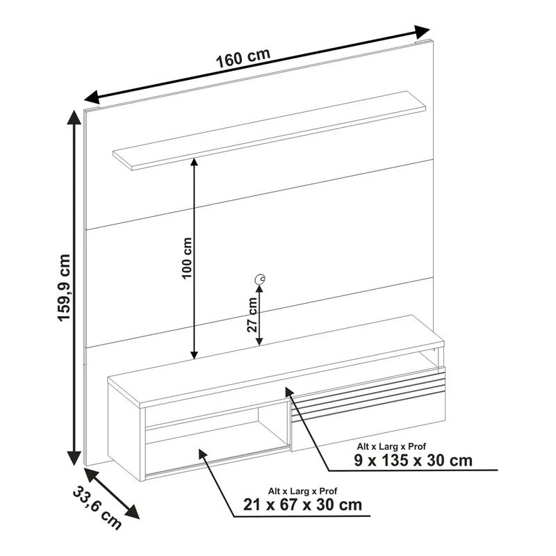 Rack Tv Con Panel Premium Exahome 65 Pulgadas Exclusivo Negro