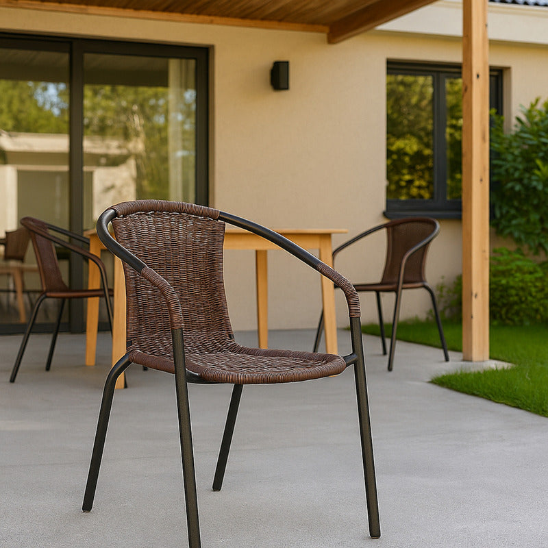 4 Sillas Rattan Apilable Hogar Jardin Bar Comercio Ratan