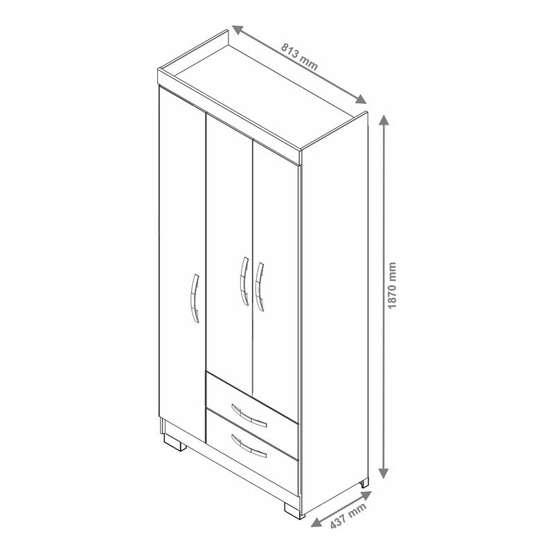 Placard Premium Ropero Exahome Multiuso 3 Puertas Exclusivo Blanco