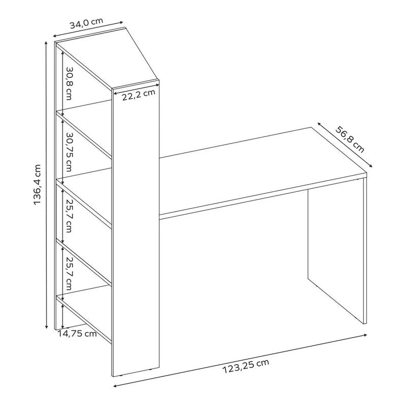 Escritorio Exahome Mesa De Pc Con Biblioteca Mesa De Trabajo Blanco