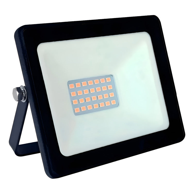 Reflector Proyector Aluminio Led10w Luz Fria Negro Blanco Frío