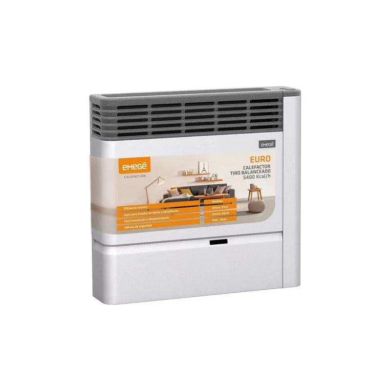 Calefactor Tiro Balanceado Emege Euro 5400 Tbu 2155 Garantia Gris