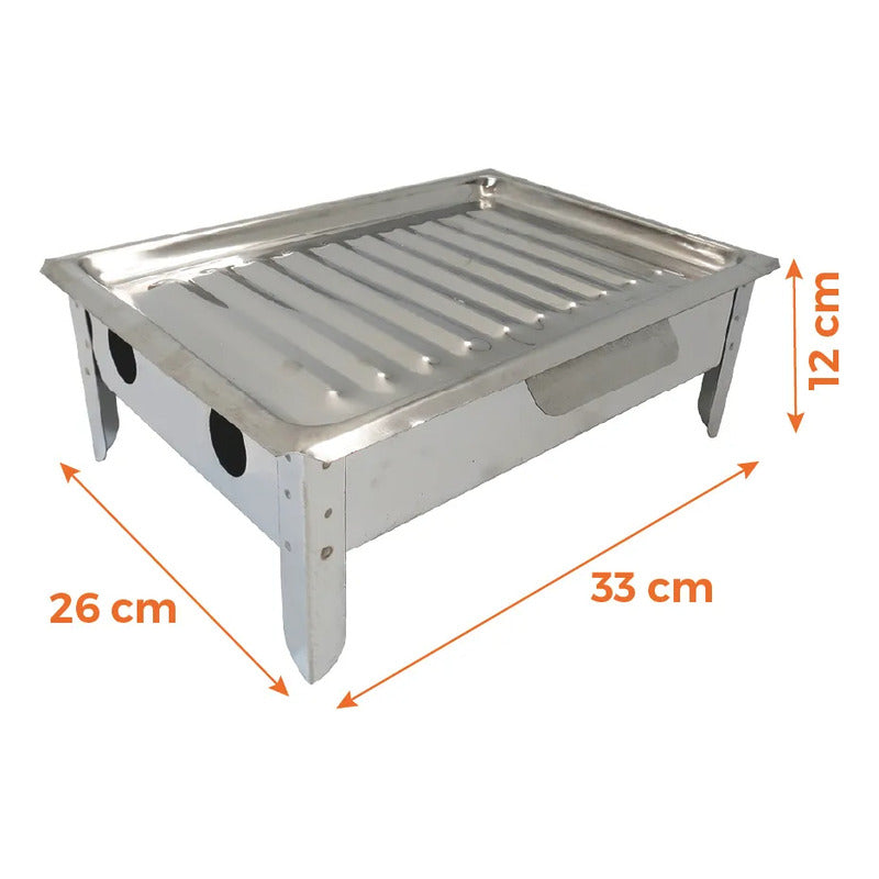 Brasero De Mesa Exahome Acero Inox Parrilla Bandeja Asado