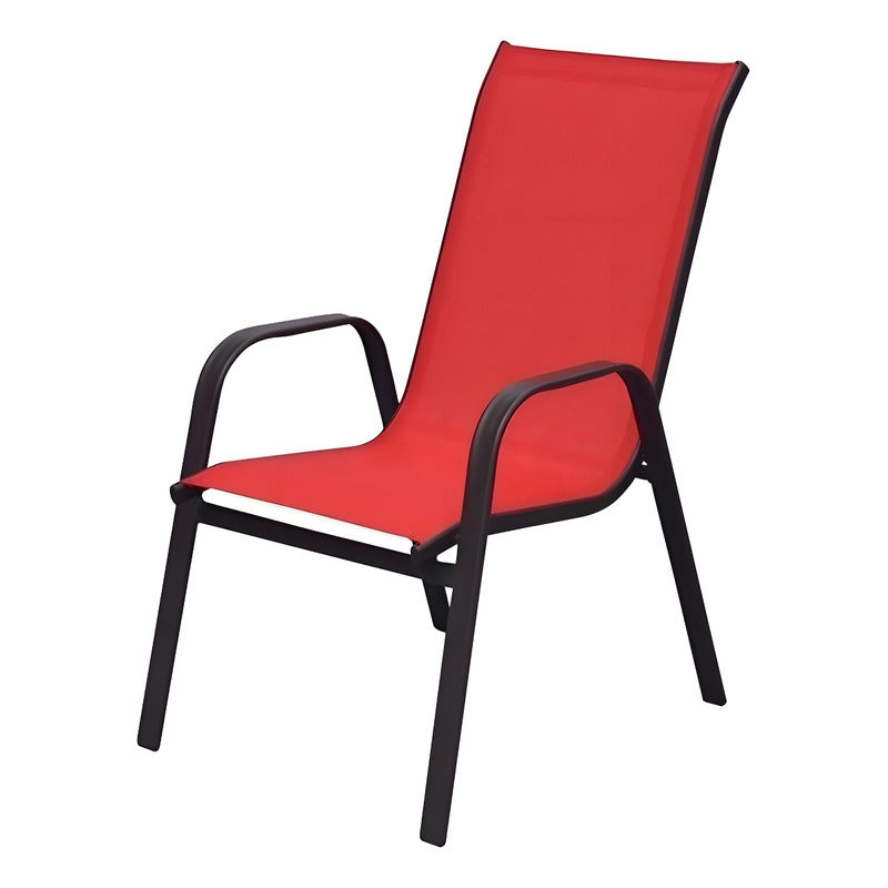 Silla Reposera Textileno Apilable Jardin Hogar Evento Countr Color Bordó