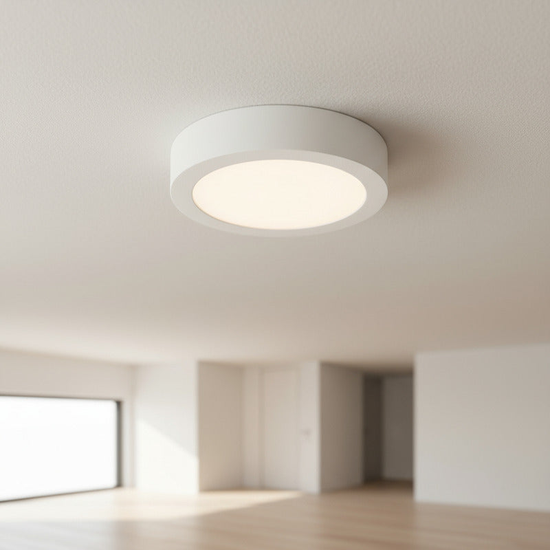 Plafon Con Base Redondo Circular 12w Luz Calida Blanco Cálido