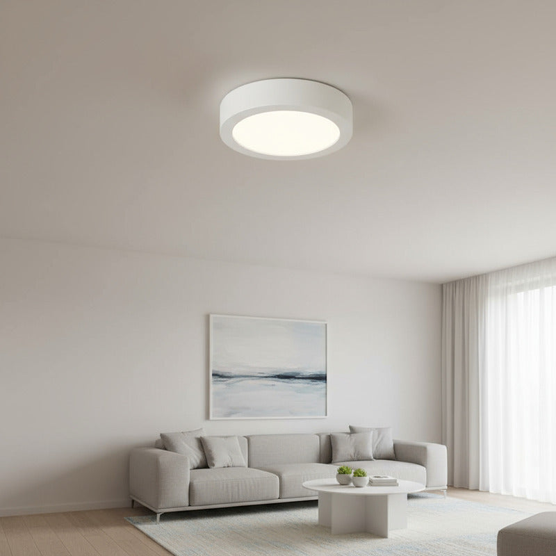Plafon Redondo Con Base Circular 18w Luz Fria Pack 10u Blanco Frío