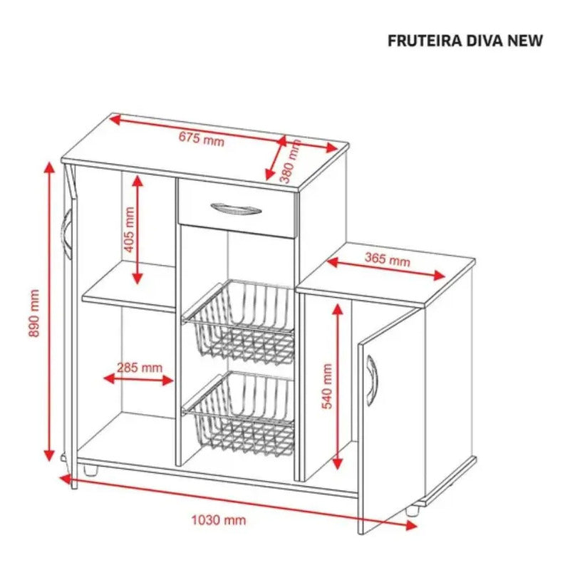 Mueble Frutero Organizador Exahome Porta Microondas Cocina Nogal