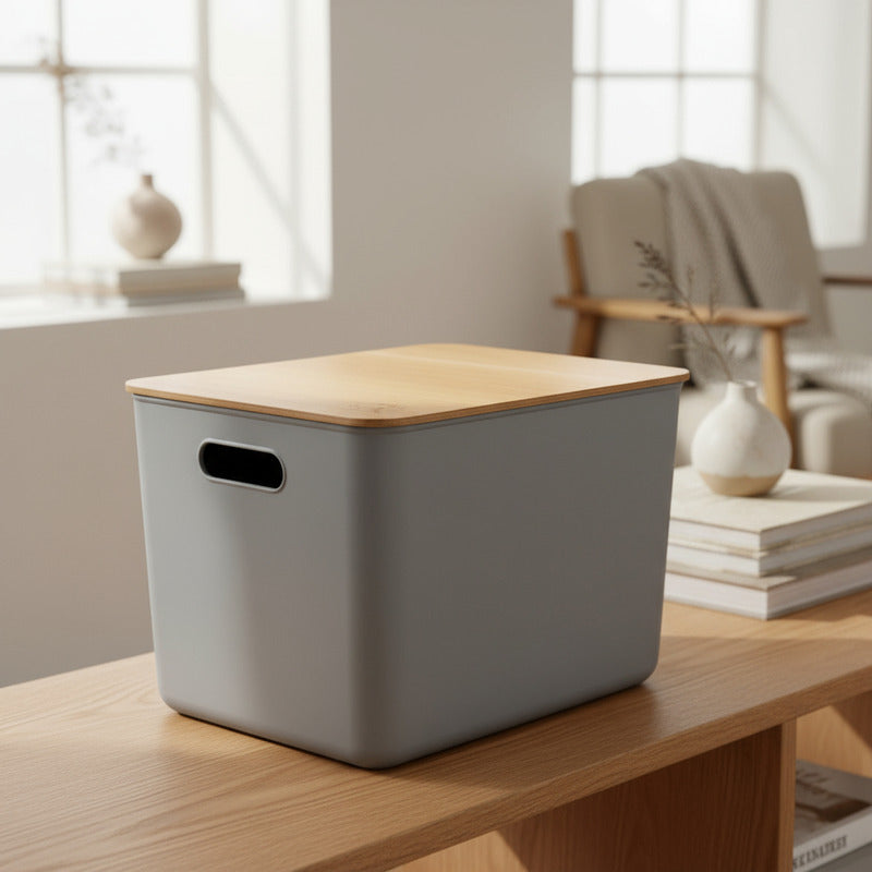 Cajas Organizadoras Paris Tapa De Madera Exahome X 3 Cajas