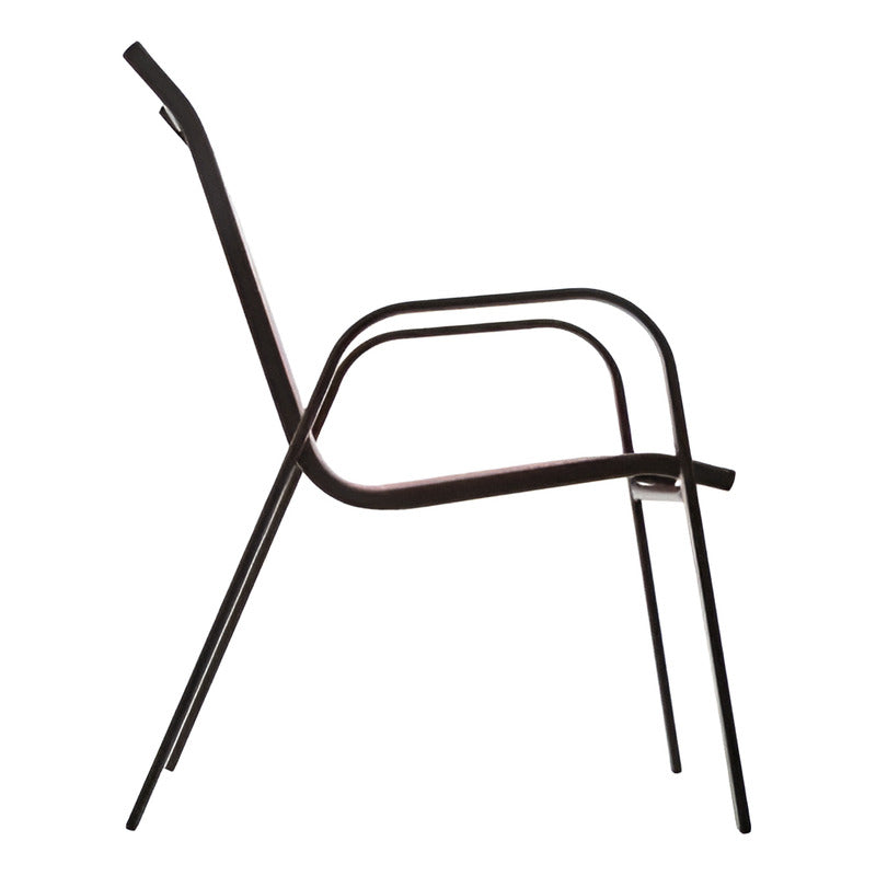 Silla Jardín De Acero Reposera Sling Textileno Apilable Color Gris