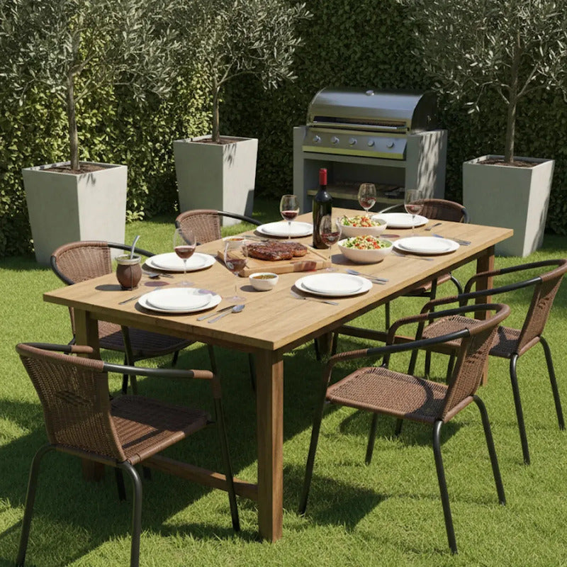 2 Sillas Ratan Interior Exterior Jardin Hogar Comercio Color Tabaco Lisa