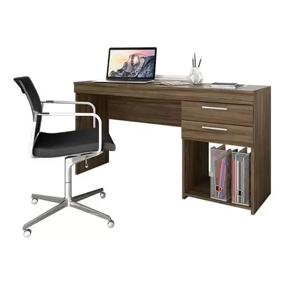 Escritorio Exahome Mesa De Pc Con Corredera Metálica Premium Nogal