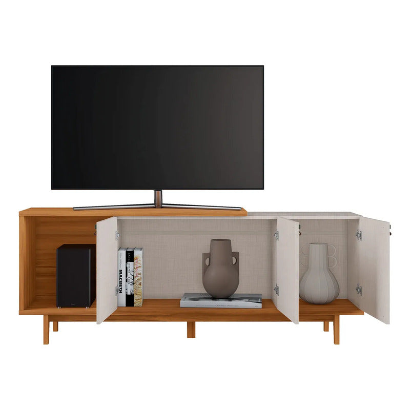 Rack Tv Panel Exahome Exclusivo Mueble Televisión Premium Blanco