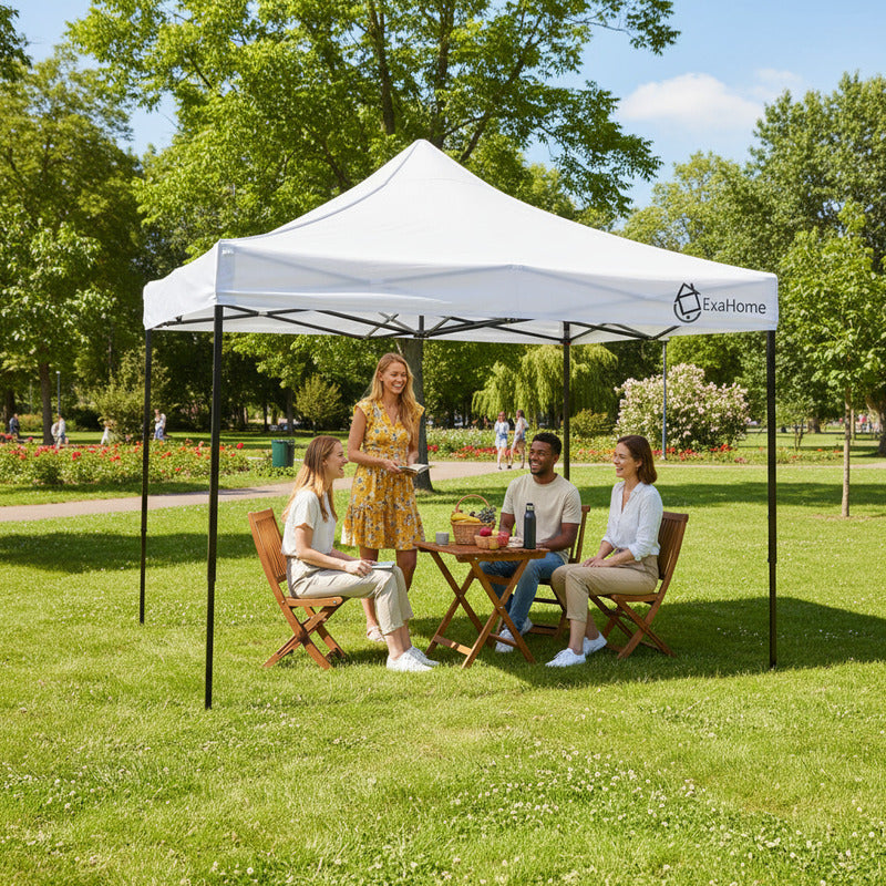 Gazebo Plegable Exahome 3x3 Impermeable Uniones Metalicas Blanco