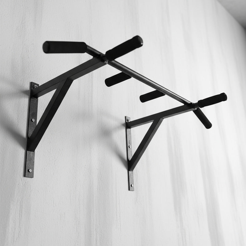 Barra De Dominadas Exahome Para Pared Con Triple Agarre  Negro