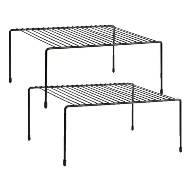 2 Organizadores Estante Alacena Reforzado Cocina Armario Color Negro