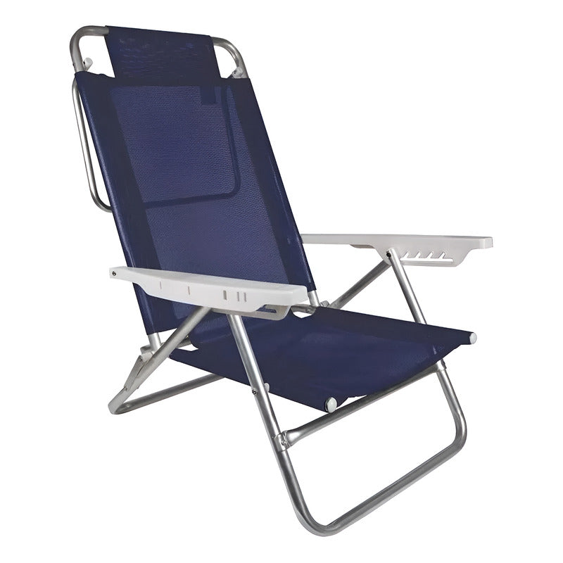 Reposera Premium Exahome De Aluminio Azul Plegable Unica