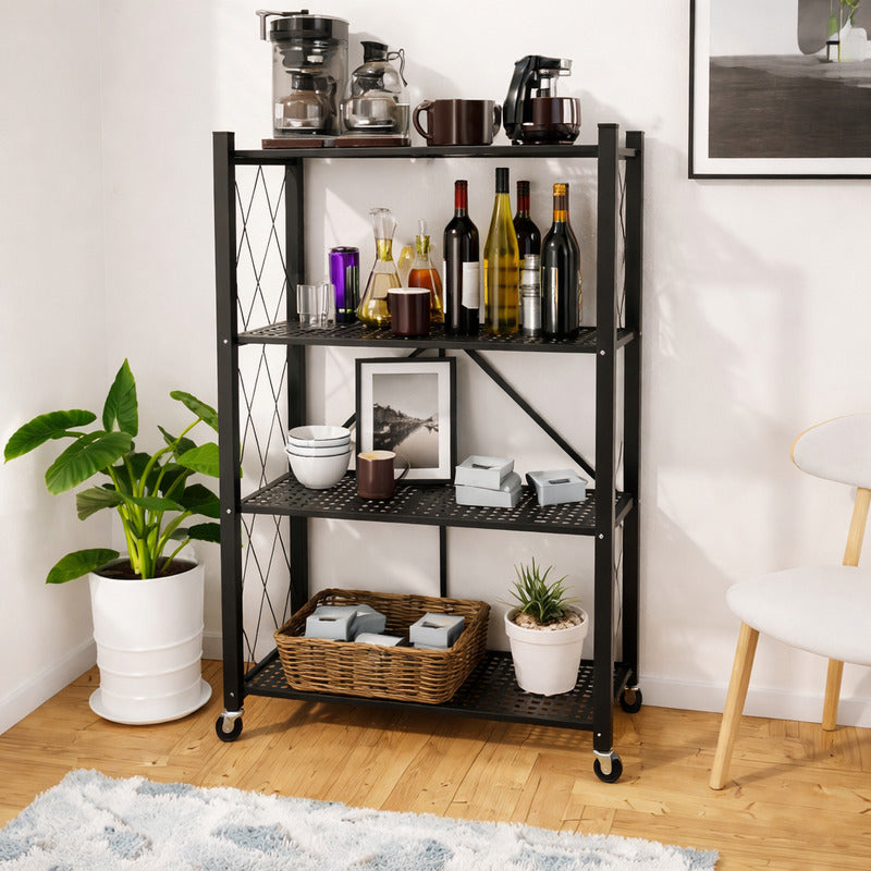 Estantería Biblioteca Industrial Plegable Metal 4 Estantes Negro