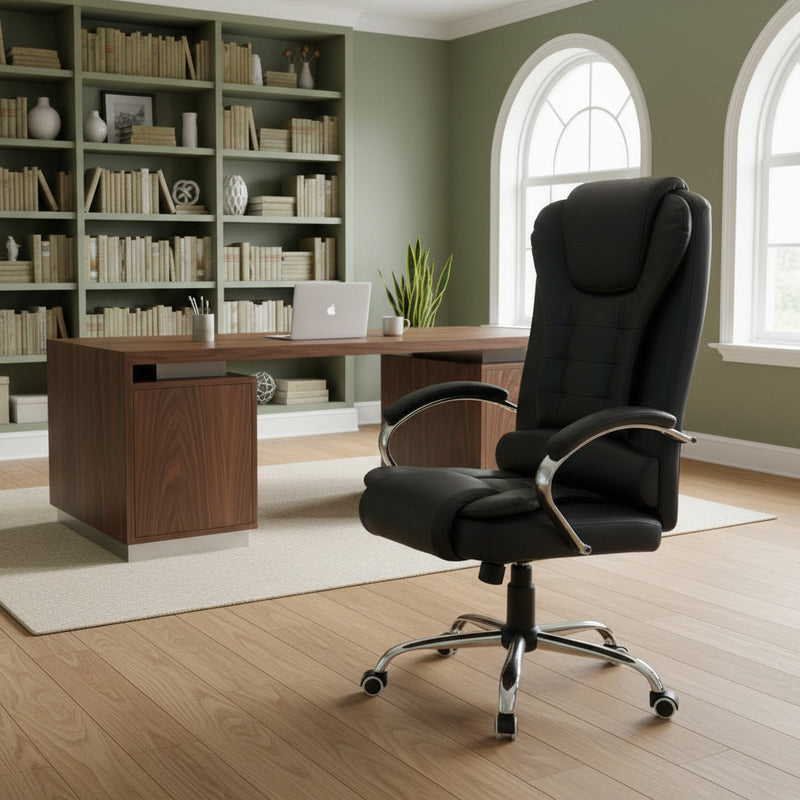 Sillon Director Ejecutivo Exahome Presidencial Cuero Sinteti Negro Cuero Sintético