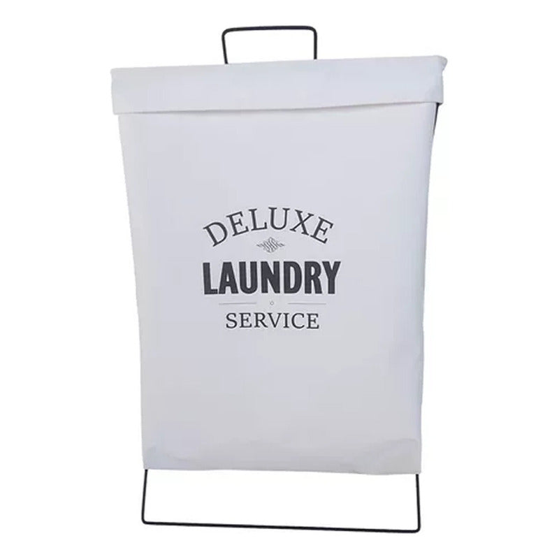 Cesto Canasto Ropa Sucia Exahome Tela Impermeable Plegable Blanco Lisa