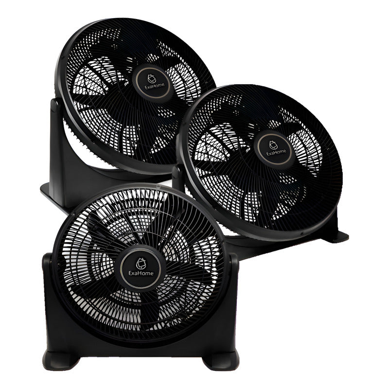 Combo 3 Ventiladores Turbo 20  Exahome 3 Velocidades 50 Cm 50z Negro Pvc 5