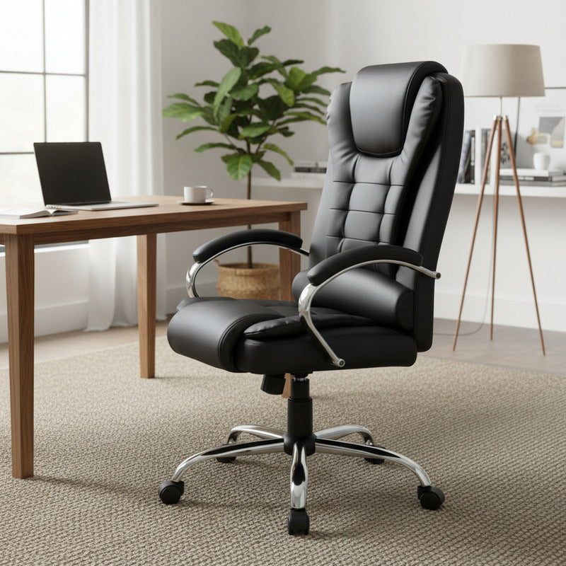 Sillon Director Ejecutivo Exahome Presidencial Cuero Sinteti Negro Cuero Sintético