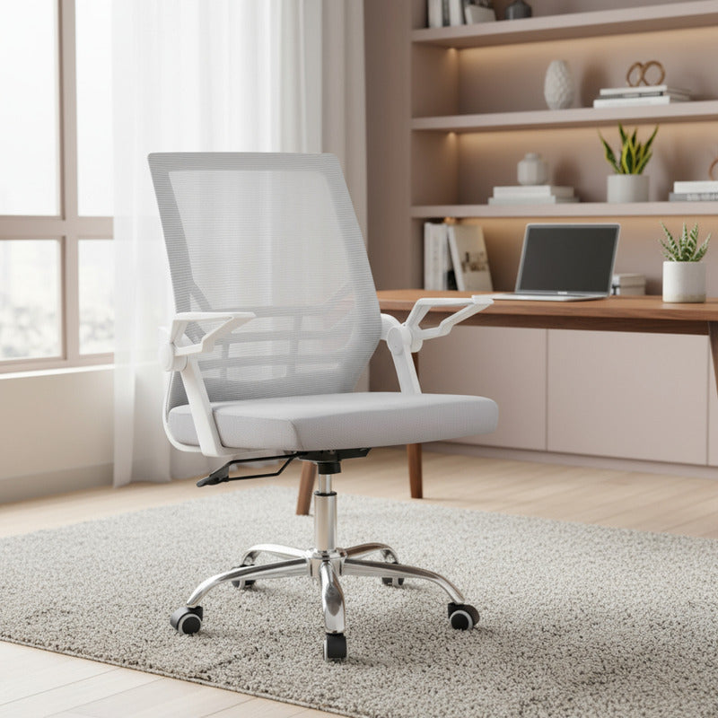 Silla De Oficina Exahome Ergonomica Gris Diseño Premium Gris Malla