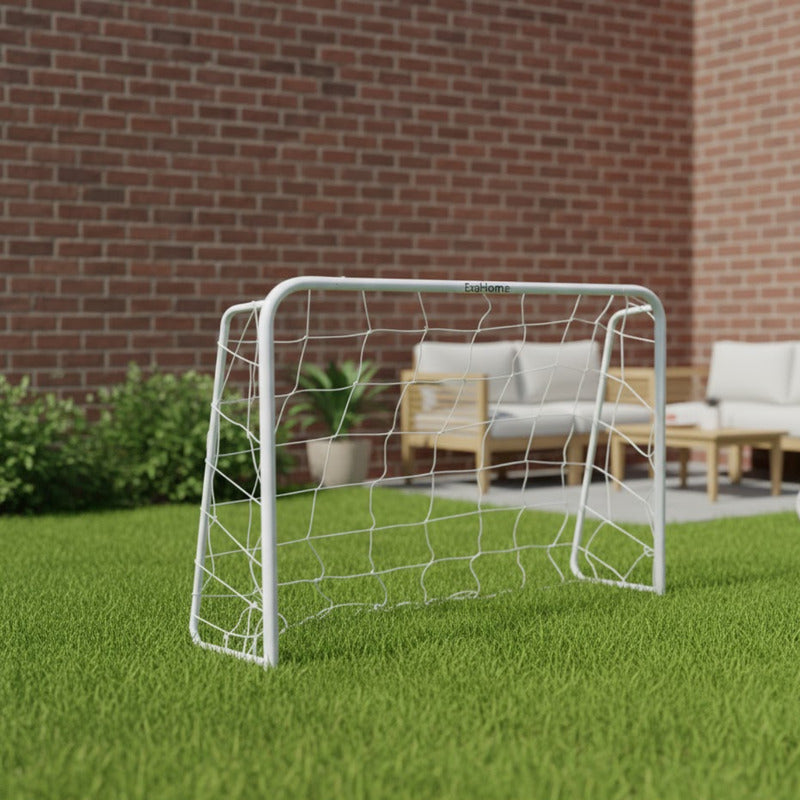 Arco De Futbol Exahome Metalico 80x50x30 Desarmable Con Red Blanco