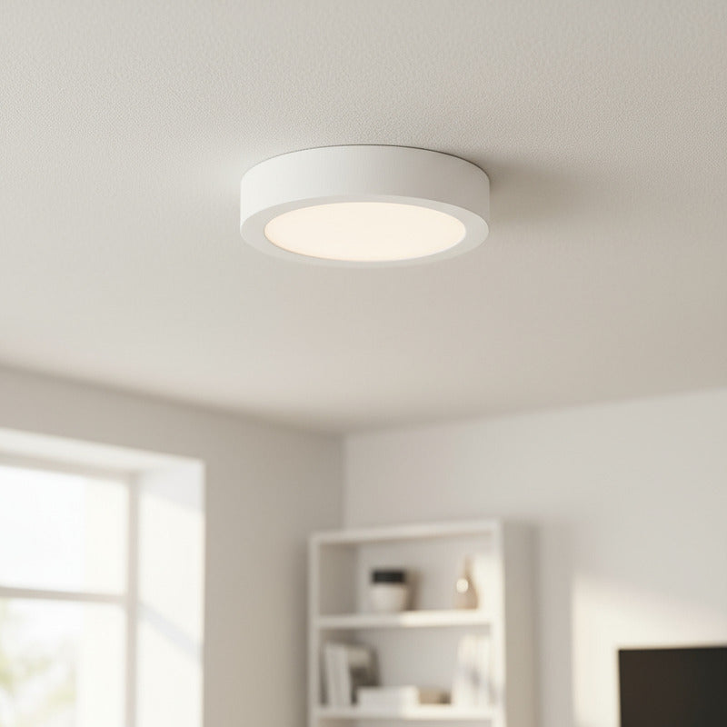Plafon Redondo Con Base Circular 18w Luz Fria Pack 5u Blanco Frío